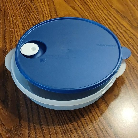 Tupperware Clear 3-Section Meal Storage Container with Vented Blue Lid - Picture 1 of 8